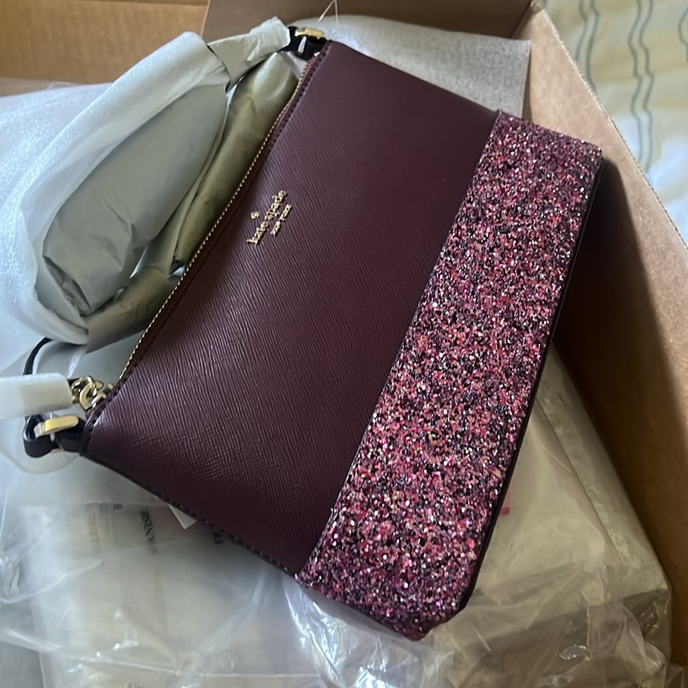 🛑 1 hour sale. NWT. Kate Spade Pink Purple Glitter Crossbody Bag - Picture 13 of 14